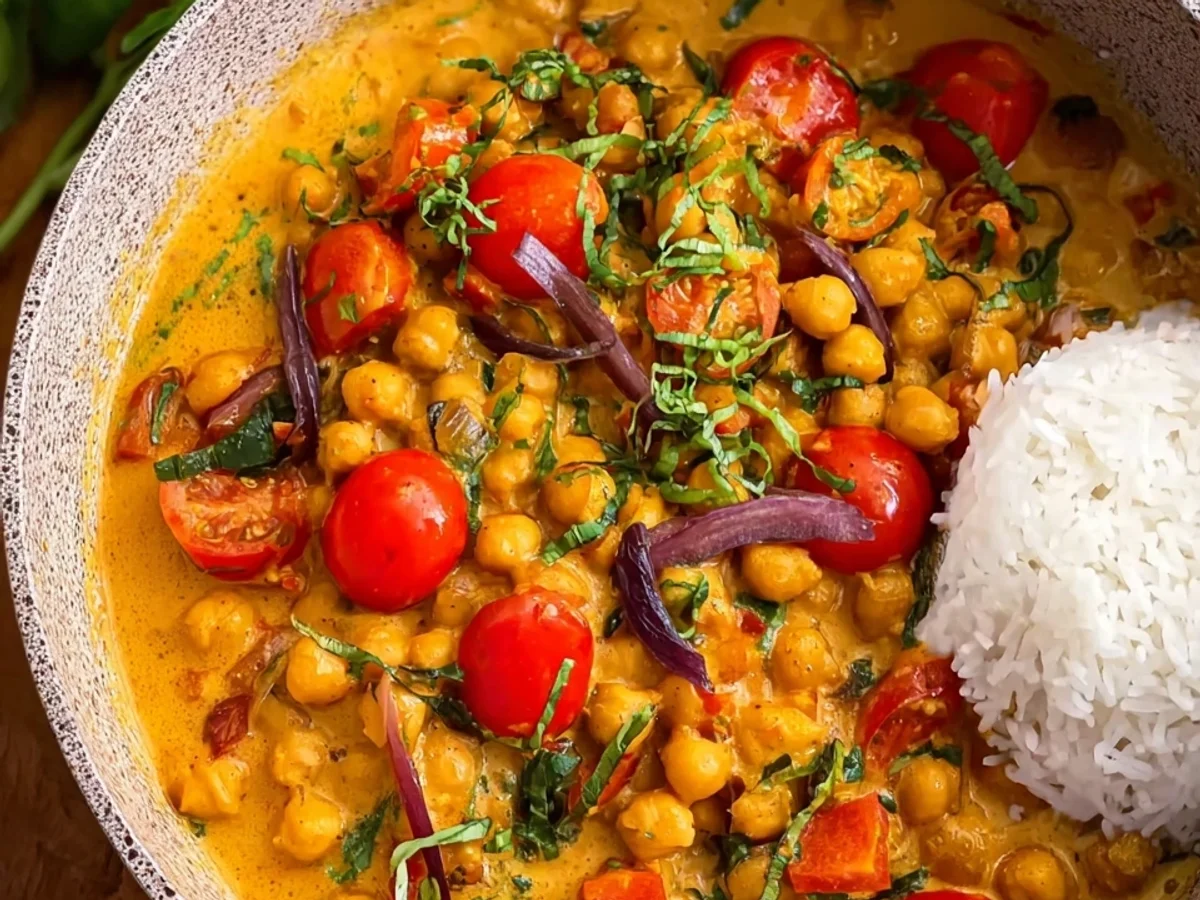 Schnelles Kichererbsencurry mit Kokosmilch Cremig & Würzig - Beitragsbild