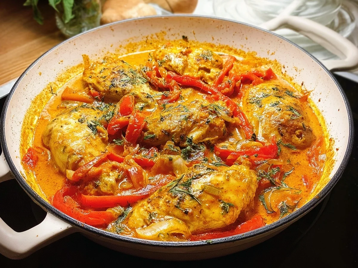 Schnelles Paprika-Sahne-Hähnchen in unter 30 Minuten - Beitragsbild