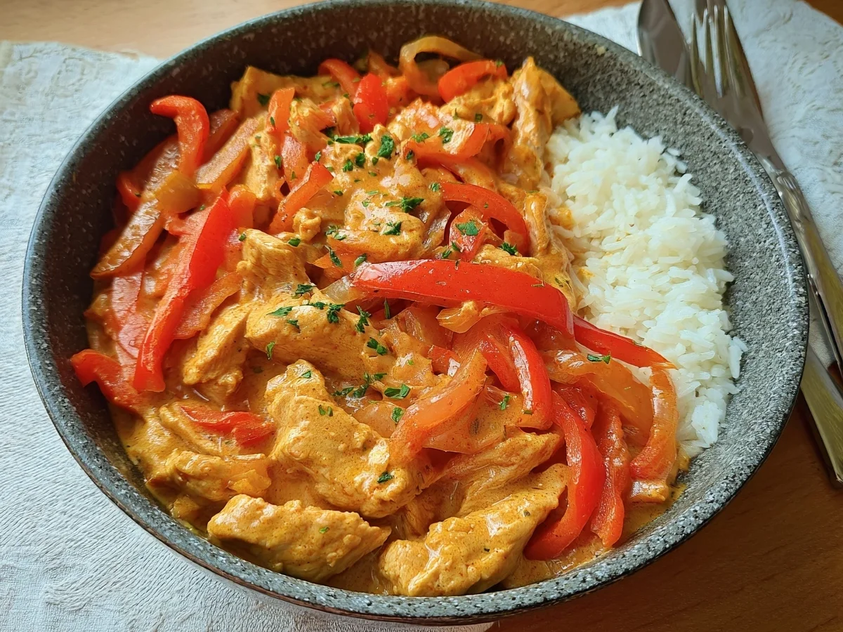 Schnelles Putengeschnetzeltes mit Paprika - Beitragsbild