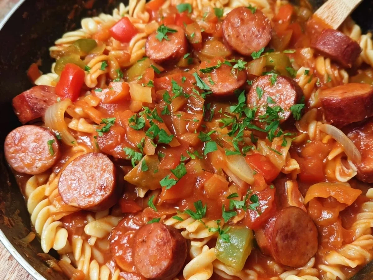 Schnelles Würstchengulasch mit Nudeln: Einfach & lecker - Beitragsbild