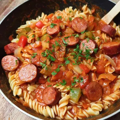 Schnelles Würstchengulasch mit Nudeln: Einfach & lecker