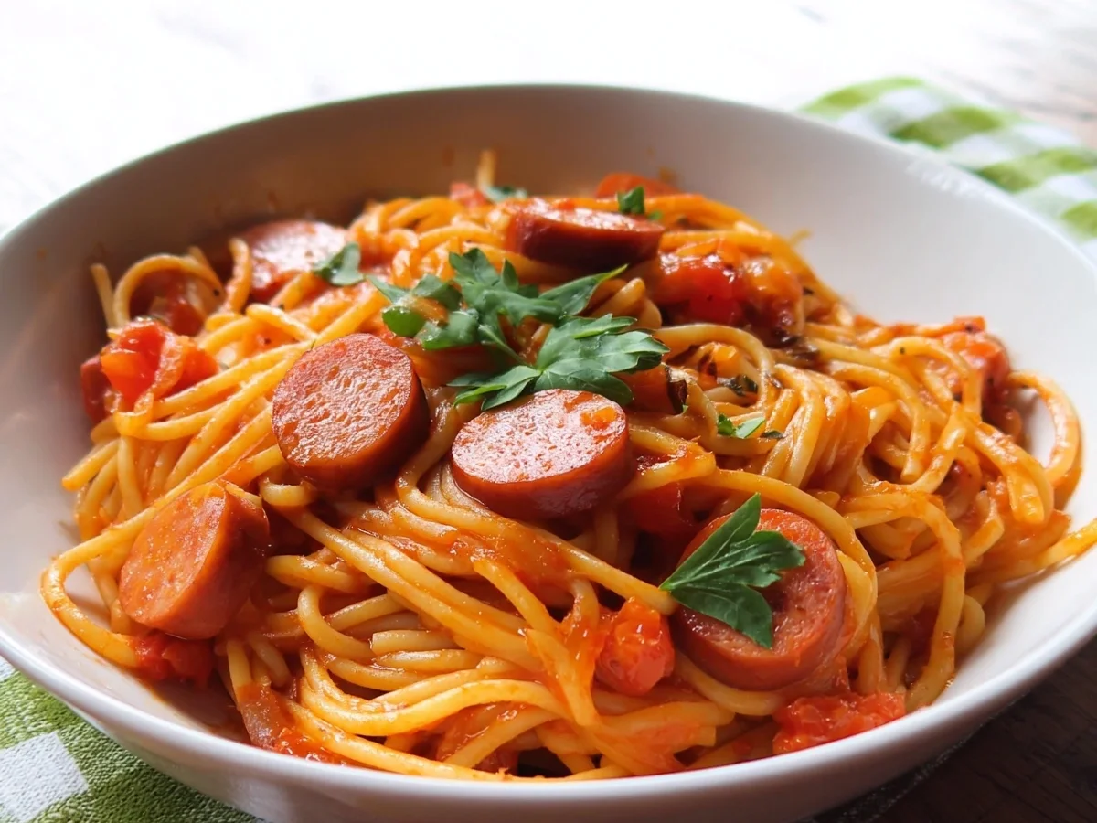 Spaghetti mit Würstchen: Kinderliebling schnell gemacht - Beitragsbild