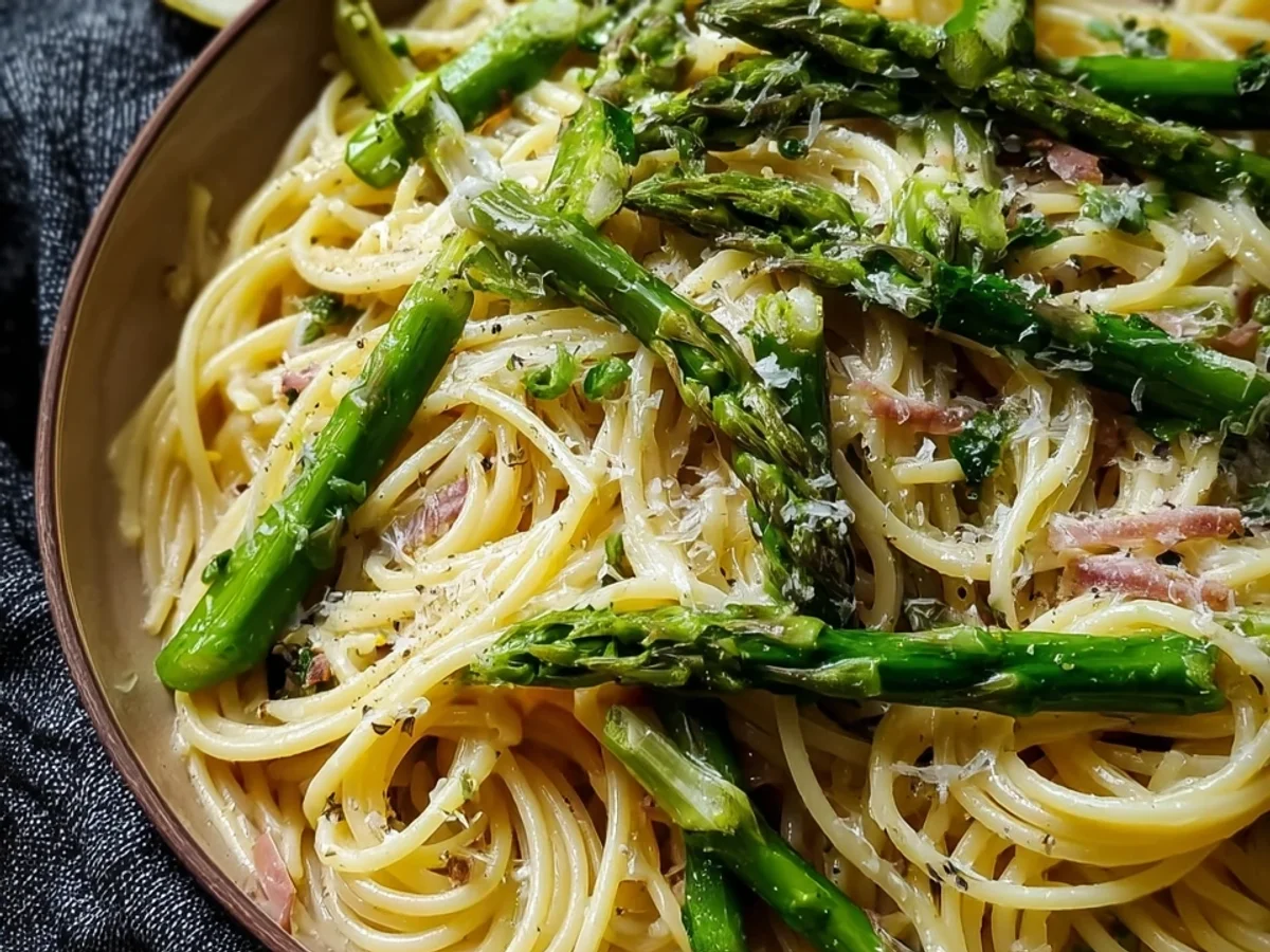 Spargel Pasta: Einfaches Frühlingsrezept mit grünem Spargel - Beitragsbild