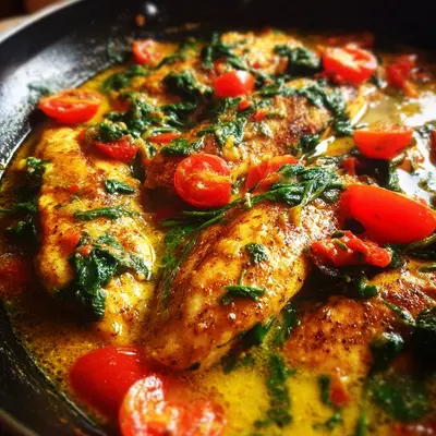 Spinat Parmesan Hähnchen mit Tomaten Schnell & Lecker