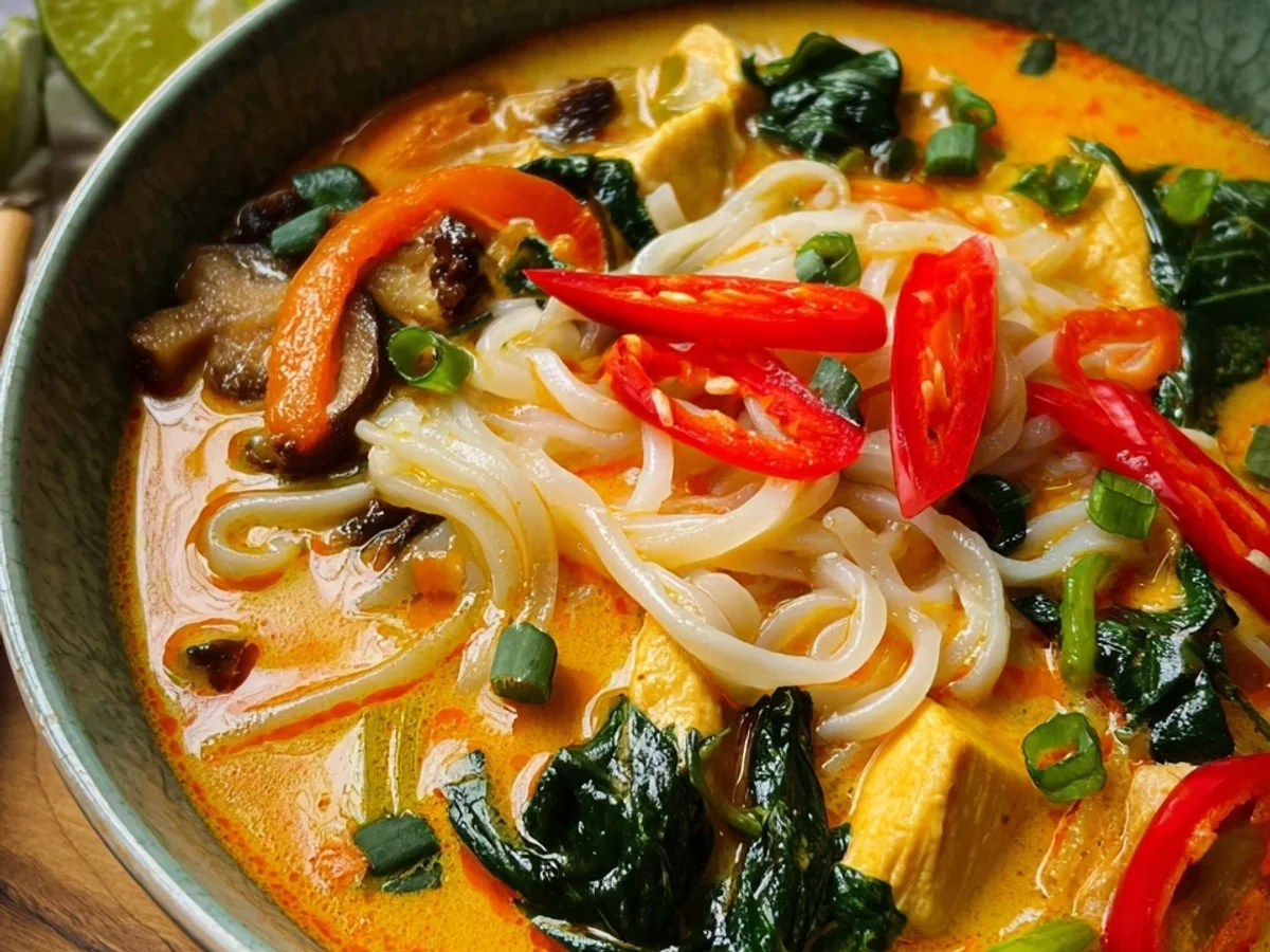 Thermomix Asiatische Kokos-Curry-Suppe mit Reisnudeln - Beitragsbild