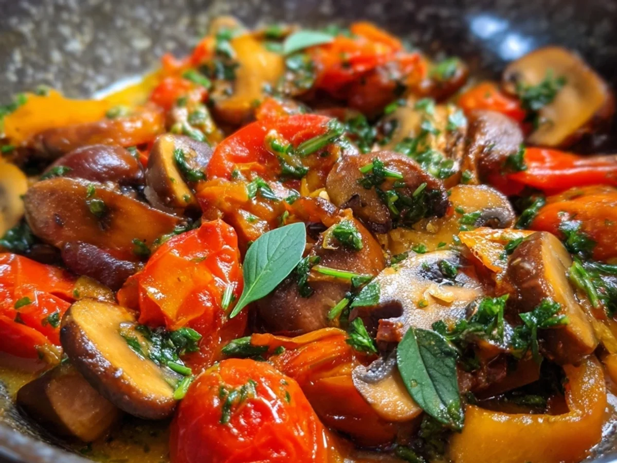 Toskanische Champignonpfanne: Vegetarisch & Schnell zubereitet - Beitragsbild