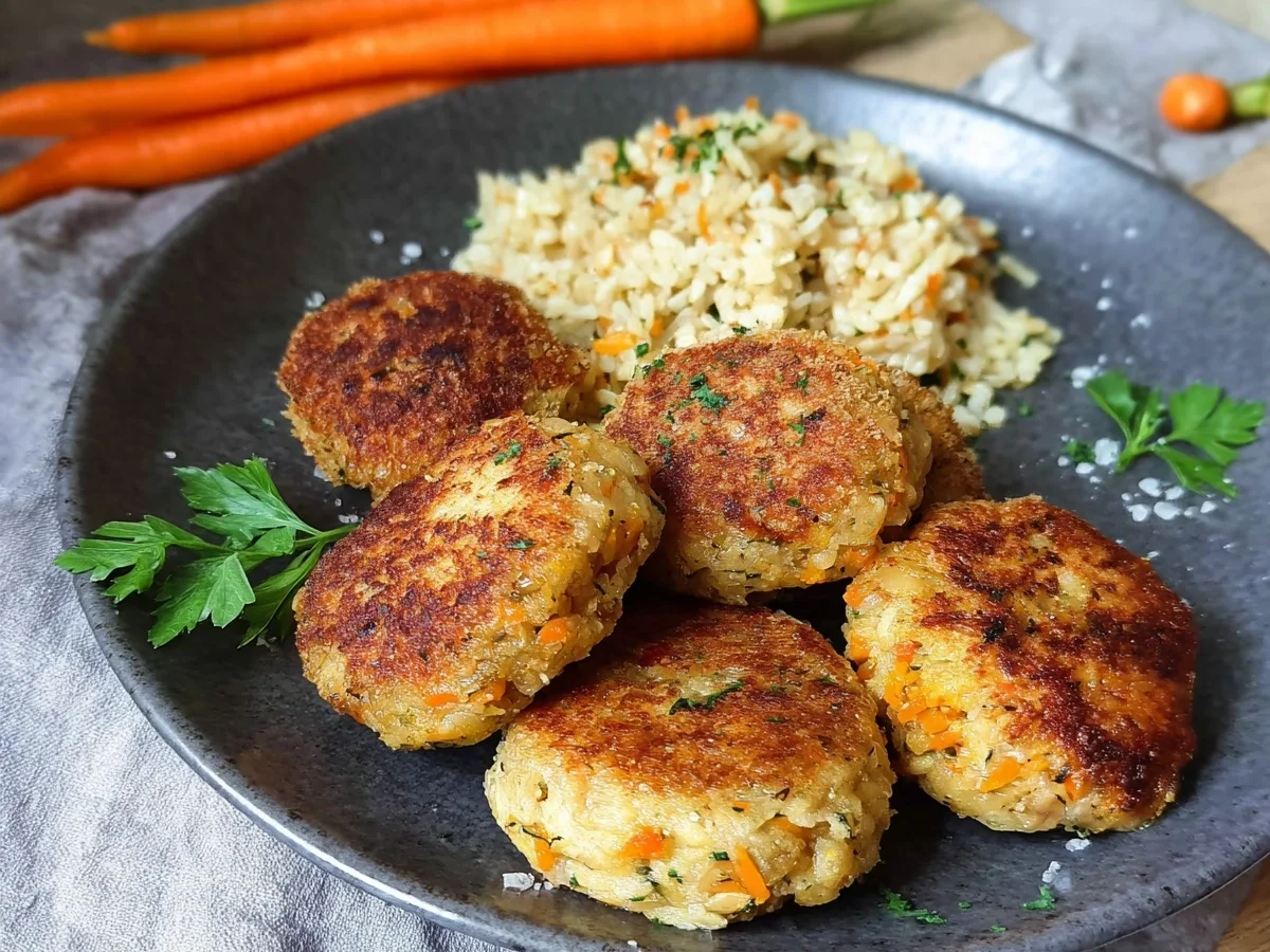 Vegetarische Frikadellen mit Reis & Möhren: Herzhaft & Lecker - Beitragsbild
