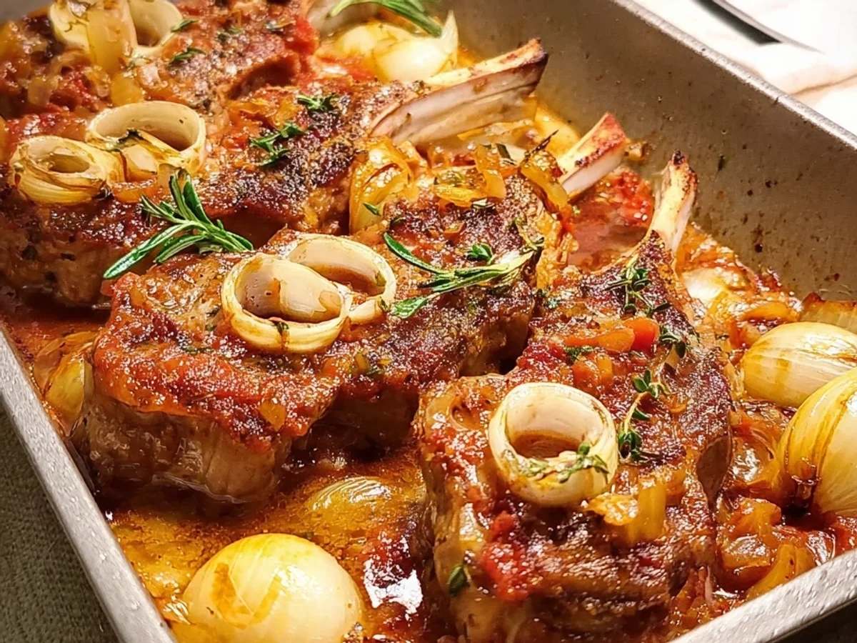 Zwiebel-Lammkoteletts aus dem Ofen: Einfach & Lecker - Beitragsbild